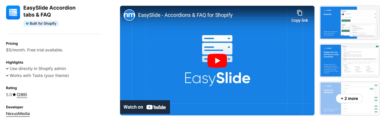 #8. EasySlide Accordion tabs & FAQ
